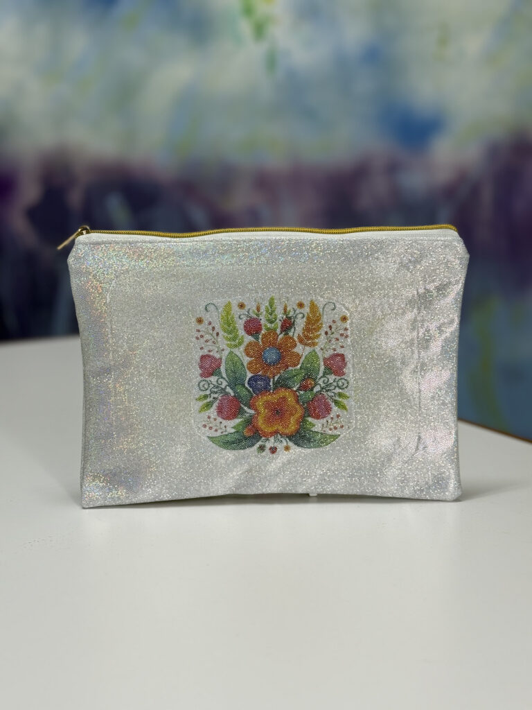 Glitter Pouch: You are Beautiful Orange Flower