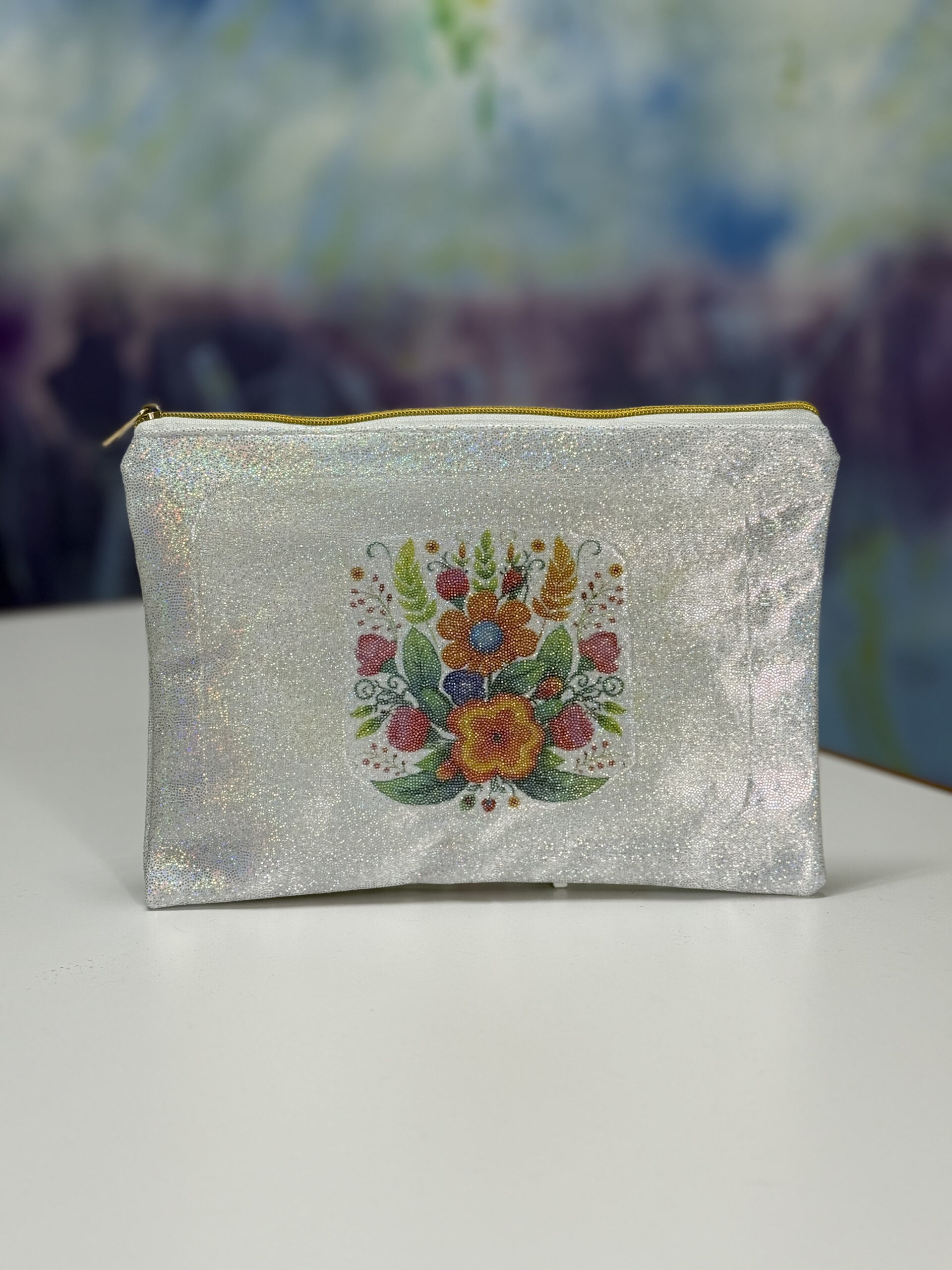 Glitter Pouch: You are Beautiful Orange Flower