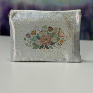 Glitter Pouch: You Are Beautiful Pink Flower