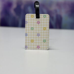 Luggage Tag: Yellow Plaid & Flowers