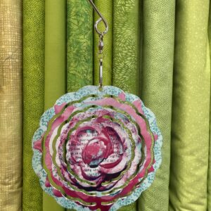 Twin Creations Wind Spinner:  Teal and Pink Flower